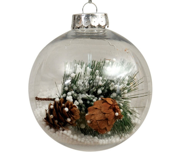 Διάφανη Πλαστική Χριστουγεννιάτικη Μπάλα 8cm,Σέτ/3