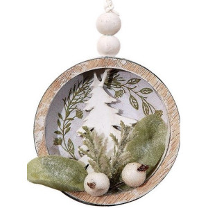 Ξύλινη Χριστουγεννιάτικη Μπάλα 3 x 7 x 9(h)cm