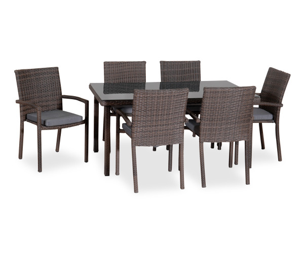 Τραπεζαρία Rattan Με Μεταλλικό Σκελετό ,150 x 90 x 72(h)cm ,Σέτ 7 Τεμαχίων Τραπεζαρία Rattan Με Μεταλλικό Σκελετό ,150 x 90 x 72(h)cm ,Σέτ 7 Τεμαχίων