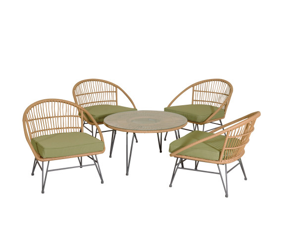 Rattan Καθιστικό Σετ Με Μεταλλικό Σκελετό ,Σετ 5 Τεμαχίων Rattan Καθιστικό Σετ Με Μεταλλικό Σκελετό ,Σετ 5 Τεμαχίων