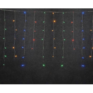 100Led Ασύμμετρη Κουρτίνα Με Επέκταση Και Μετασχηματιστή 200 x 70(h)cm,Διάφανο Καλώδιο/Πολύχρωμο Λαμπάκι