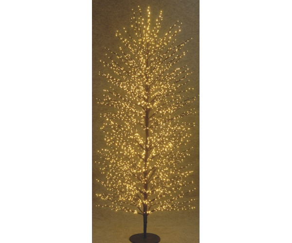 Μάυρο Φωτιζόμενο Δέντρο Με 2700 Led Copper Φωτάκια Θερμού Φωτισμού ,Μετασχηματιστή ip44 Και Dimmer 210(h)cm