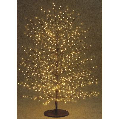 Μάυρο Φωτιζόμενο Δέντρο Με 1000 Led Copper Φωτάκια Θερμού Φωτισμού ,Μετασχηματιστή ip44 Και Dimmer 120(h)cm