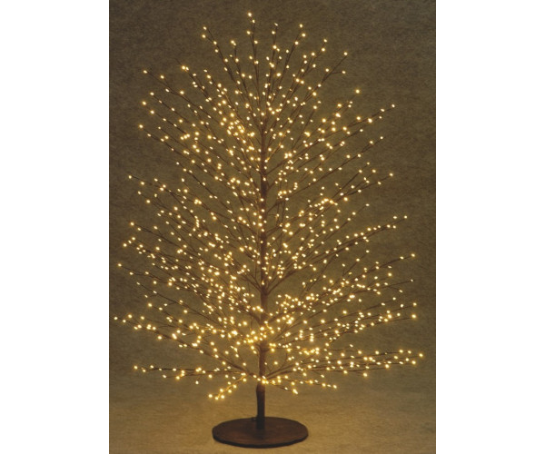 Μάυρο Φωτιζόμενο Δέντρο Με 1000 Led Copper Φωτάκια Θερμού Φωτισμού ,Μετασχηματιστή ip44 Και Dimmer 120(h)cm