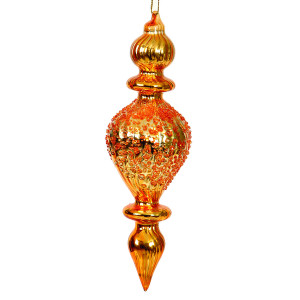 Γυάλινη Χρυσή Χριστουγεννιάτικη Μπάλα Δάκρυ 15cm,Σέτ/4