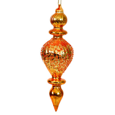 Γυάλινη Χρυσή Χριστουγεννιάτικη Μπάλα Δάκρυ 15cm,Σέτ/4