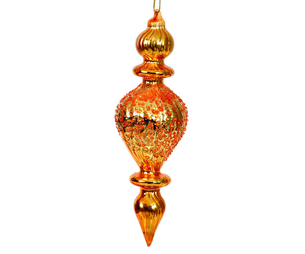 Γυάλινη Χρυσή Χριστουγεννιάτικη Μπάλα Δάκρυ 15cm,Σέτ/4