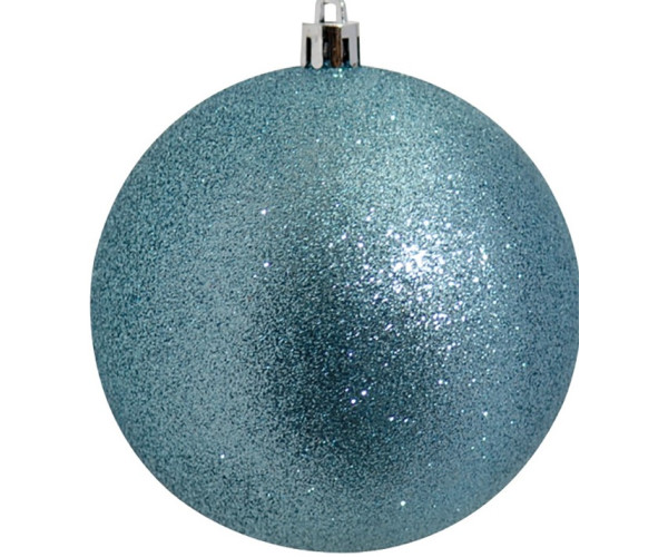 Μπλέ Πλαστική Χριστουγεννιάτικη Μπάλα Με Γκλίτερ 10cm ,Σέτ/4