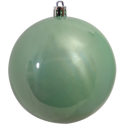 Πράσινη Γυαλιστερή Πλαστική Χριστουγεννιάτικη Μπάλα 8cm ,Σέτ/6