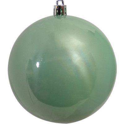 Πράσινη Γυαλιστερή Πλαστική Χριστουγεννιάτικη Μπάλα 10cm ,Σέτ/4