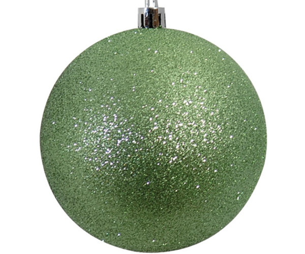 Πράσινη Πλαστική Χριστουγεννιάτικη Μπάλα Με Γκλίτερ 8cm ,Σέτ/6