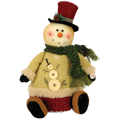 Λούτρινος Χιονάνθρωπος Και Άγιος Βασίλης Με Μουσική 33cm,Σέτ/2