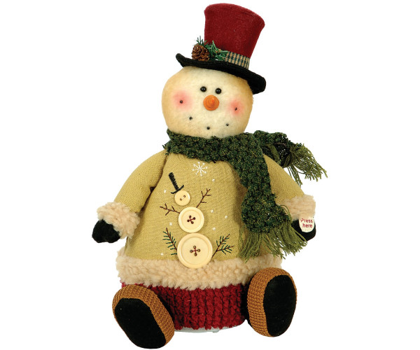 Λούτρινος Χιονάνθρωπος Και Άγιος Βασίλης Με Μουσική 33cm,Σέτ/2