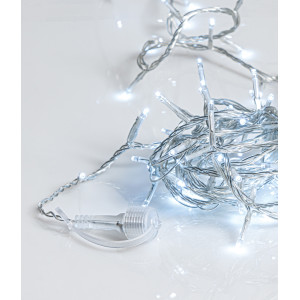 100Led Λαμπάκια Με Επέκταση,Πρόγραμμα Και Μετασχηματιστή Ip44 ,Διάφανο Καλώδιο/Λευκό Λαμπάκι , (5 cm Απόσταση) 5 Μέτρα (Kelvin: 6.000 - 10.000)