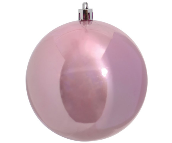Ρόζ Γυαλιστερή Πλαστική Χριστουγεννιάτικη Μπάλα 8cm ,Σέτ/6