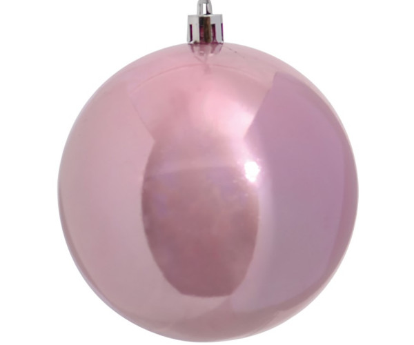 Ρόζ Γυαλιστερή Πλαστική Χριστουγεννιάτικη Μπάλα 10cm ,Σέτ/4