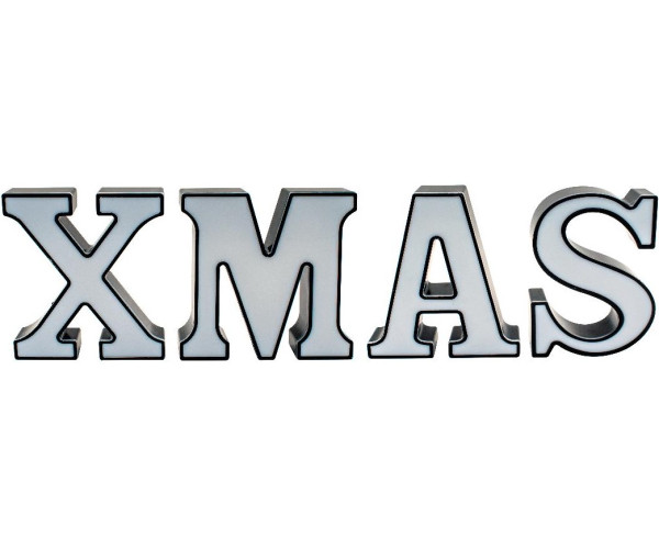 Pvc Διακοσμητικό XMAS Με Led Φωτισμό Μπαταρίας,4 Γράμματα 4 x 18(h)cm