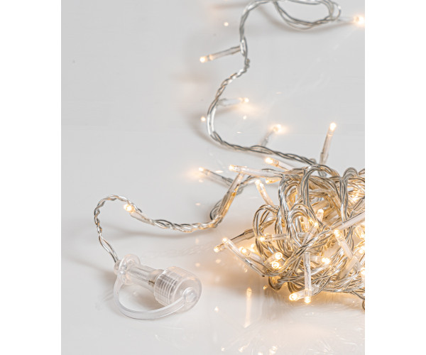 320Led Λαμπάκια Με Επέκταση,Πρόγραμμα Και Μετασχηματιστή Ip44 ,Διάφανο Καλώδιο/Θερμό Λαμπάκι Day Light, (5cm Απόσταση) 16 Μέτρα (Kelvin: 3.500 - 4.000)