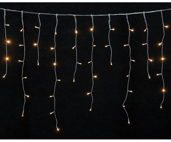 300Led Ασύμμετρη Κουρτίνα Με Επέκταση Και Μετασχηματιστή Ip44, 600 x 75(h)cm,Διάφανο Καλώδιο/ Θερμό Λαμπάκι , (Kelvin: 2.500 - 3.000)