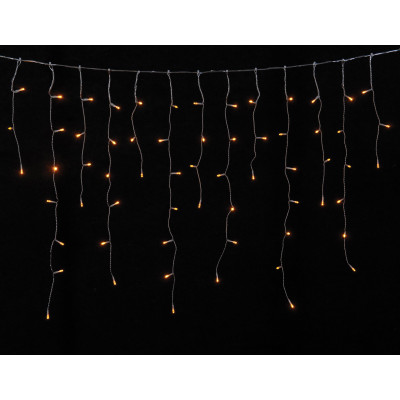 200Led Ασύμμετρη Κουρτίνα Μπαταρίας ΑΑ Με Χρονοδιακόπτη Διάφανο Καλώδιο/Θερμό Amber Λαμπάκι 300 x 70(h)cm.ip44 (Kelvin: 2.100 - 2.300)