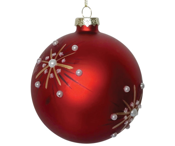 Κόκκινη Γυάλινη Χριστουγεννιάτικη Μπάλα 8cm,Σέτ/6