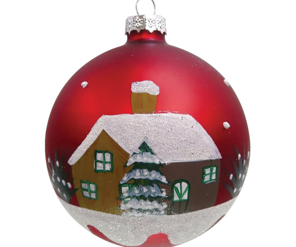 Κόκκινη Γυάλινη Χριστουγεννιάτικη Μπάλα 10cm,Σέτ/6