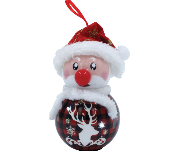 Κόκκινη Πλαστική Χριστουγεννιάτικη Μπάλα Με Led Φώς Μπαταρίας 8 x 8 x 16cm