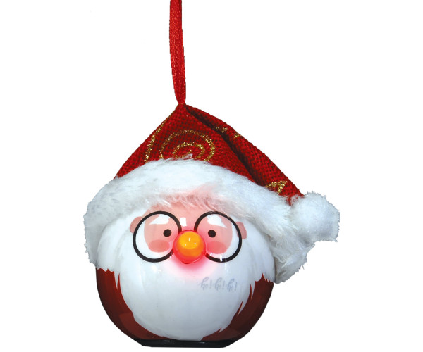 Κόκκινη Πλαστική Χριστουγεννιάτικη Μπάλα Με Led Φώς Μπαταρίας 6,5cm