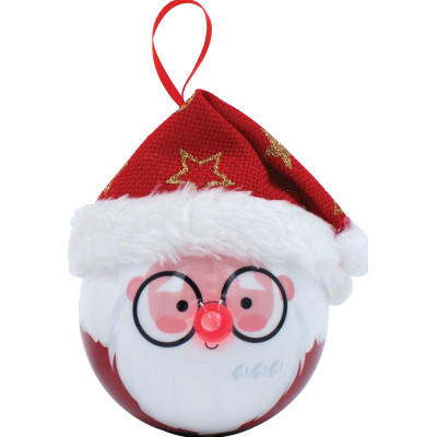 Κόκκινη Πλαστική Χριστουγεννιάτικη Μπάλα Με Led Φώς Μπαταρίας 8cm