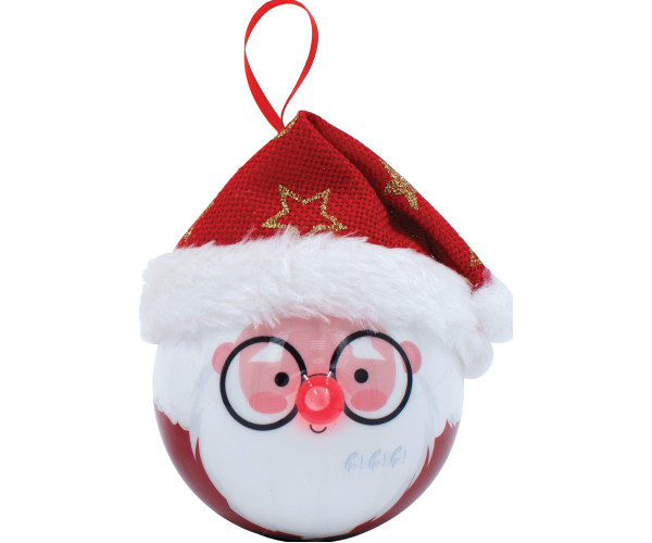 Κόκκινη Πλαστική Χριστουγεννιάτικη Μπάλα Με Led Φώς Μπαταρίας 8cm