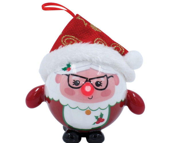 Κόκκινη Πλαστική Χριστουγεννιάτικη Μπάλα Με Led Φώς Μπαταρίας 8cm