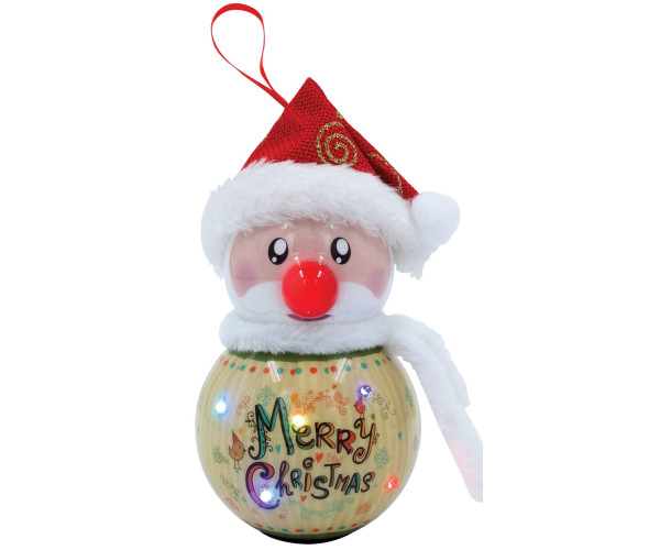 Κόκκινη Πλαστική Χριστουγεννιάτικη Μπάλα Με Led Φώς Μπαταρίας 8 x 8 x 16cm