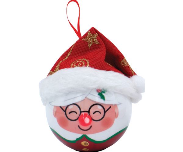 Κόκκινη Πλαστική Χριστουγεννιάτικη Μπάλα Με Led Φώς Μπαταρίας 8cm