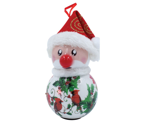 Κόκκινη Πλαστική Χριστουγεννιάτικη Μπάλα Με Led Φώς Μπαταρίας 8 x 8 x 15cm