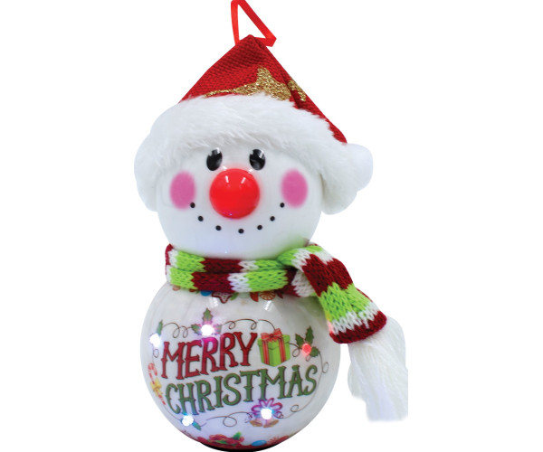 Κόκκινη Πλαστική Χριστουγεννιάτικη Μπάλα Με Led Φώς Μπαταρίας 8 x 8 x 16cm