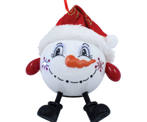 Κόκκινη Πλαστική Χριστουγεννιάτικη Μπάλα Με Led Φώς Μπαταρίας 8cm