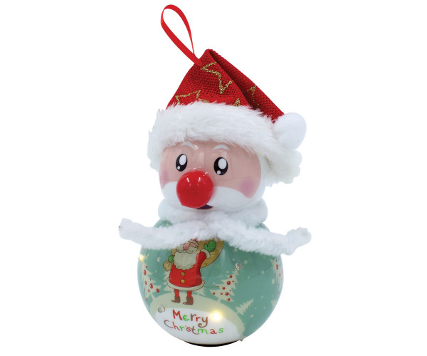 Κόκκινη Πλαστική Χριστουγεννιάτικη Μπάλα Με Led Φώς Μπαταρίας 8 x 8 x 15cm