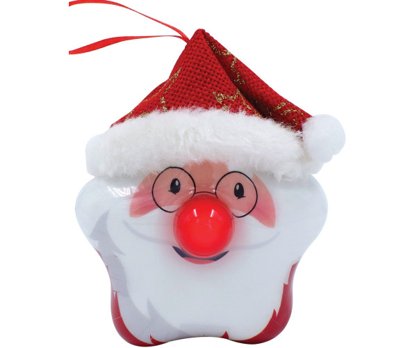 Κόκκινη Πλαστική Χριστουγεννιάτικη Μπάλα Με Led Φώς Μπαταρίας 8 x 5 x 10,5cm