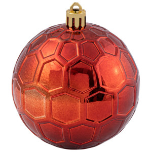 Χάλκινη Πλαστική Γυαλιστερή Χριστουγεννιάτικη Μπάλα 8cm,Σέτ/6