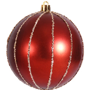 Χάλκινη Πλαστική Γυαλιστερή Χριστουγεννιάτικη Μπάλα 8cm,Σέτ/6