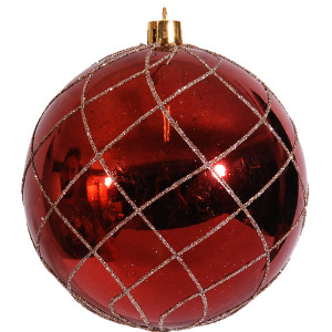 Χάλκινη Πλαστική Γυαλιστερή Χριστουγεννιάτικη Μπάλα 8cm,Σέτ/6
