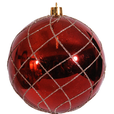 Χάλκινη Πλαστική Γυαλιστερή Χριστουγεννιάτικη Μπάλα 8cm,Σέτ/6