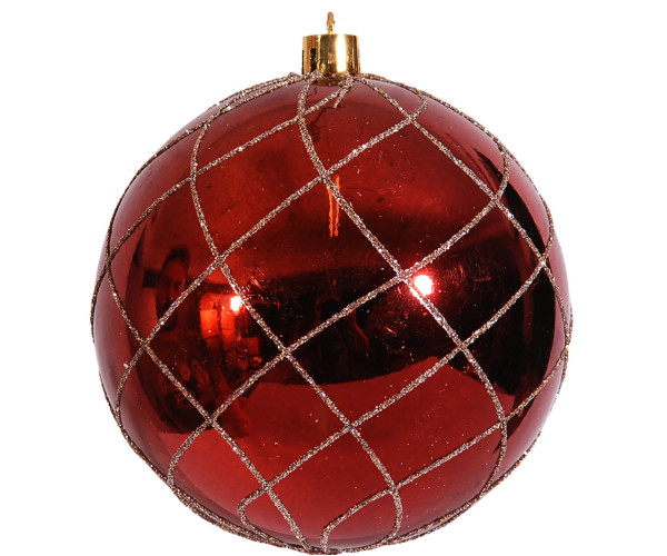 Χάλκινη Πλαστική Γυαλιστερή Χριστουγεννιάτικη Μπάλα 8cm,Σέτ/6