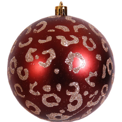Χάλκινη Πλαστική Γυαλιστερή Χριστουγεννιάτικη Μπάλα 10cm,Σέτ/4
