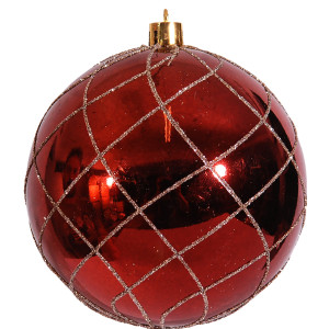 Χάλκινη Πλαστική Γυαλιστερή Χριστουγεννιάτικη Μπάλα 10cm,Σέτ/4