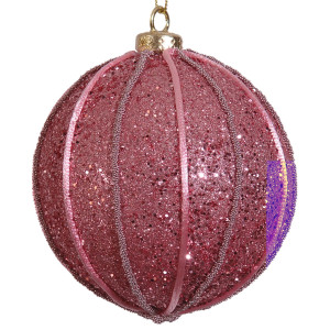 Ρόζ Πλαστική Χριστουγεννιάτικη Μπάλα 10cm,Σέτ/4