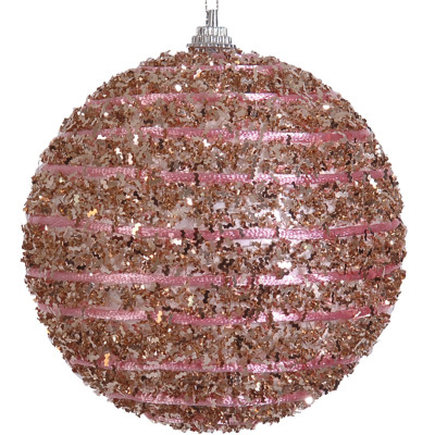 Ρόζ Πλαστική Χριστουγεννιάτικη Μπάλα 8cm,Σέτ/6