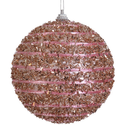 Ρόζ Πλαστική Χριστουγεννιάτικη Μπάλα 10cm,Σέτ/4