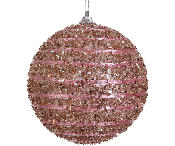 Ρόζ Πλαστική Χριστουγεννιάτικη Μπάλα 10cm,Σέτ/4