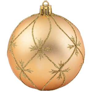 Χρυσή Γυαλιστερή Πλαστική Χριστουγεννιάτικη Μπάλα 8cm,Σέτ/6